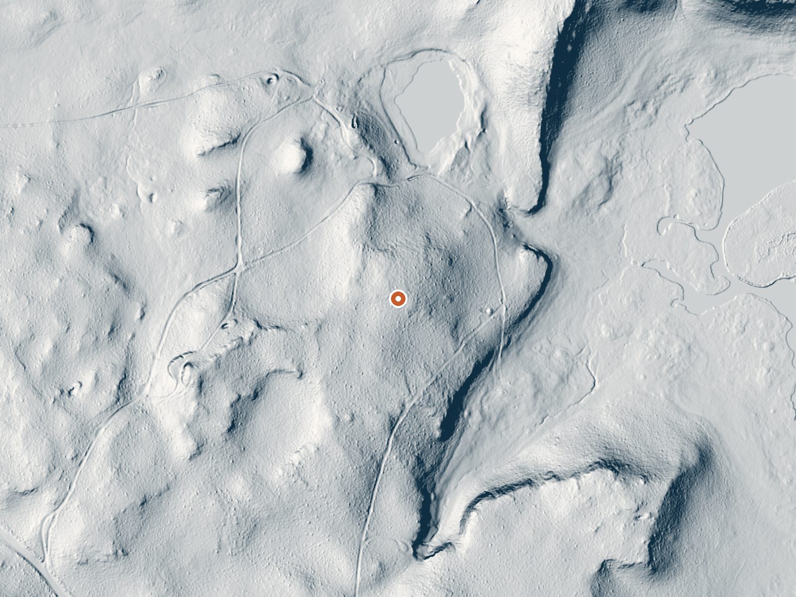 LiDAR bare-earth view of the same ground around The Tub