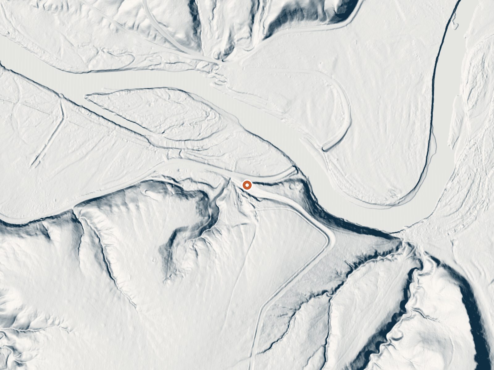 LiDAR bare-earth view of the same ground around Juniper Hot Springs