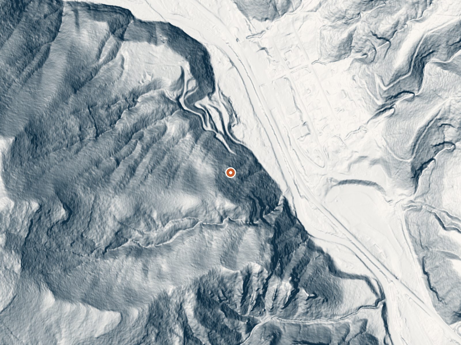 LiDAR bare-earth view of the same ground around Lemon Hot Spring
