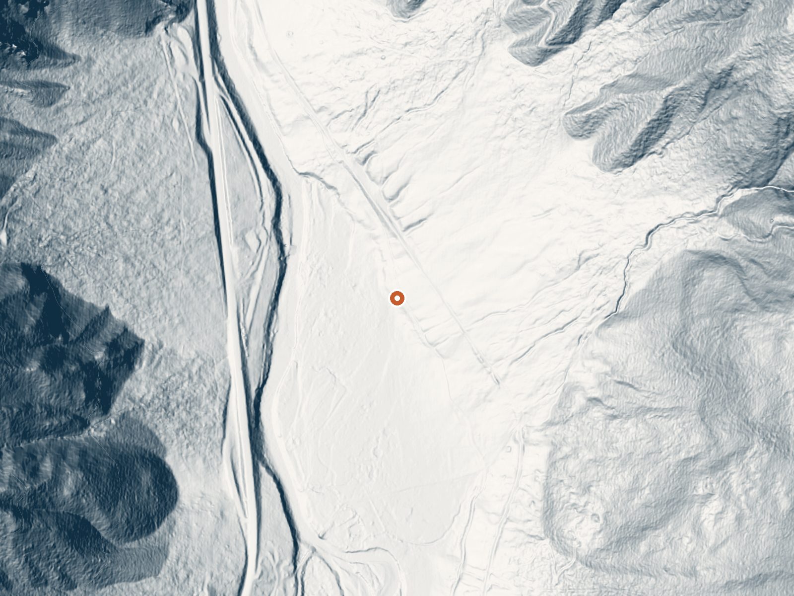 LiDAR bare-earth view of the same ground around Penny Hot Springs