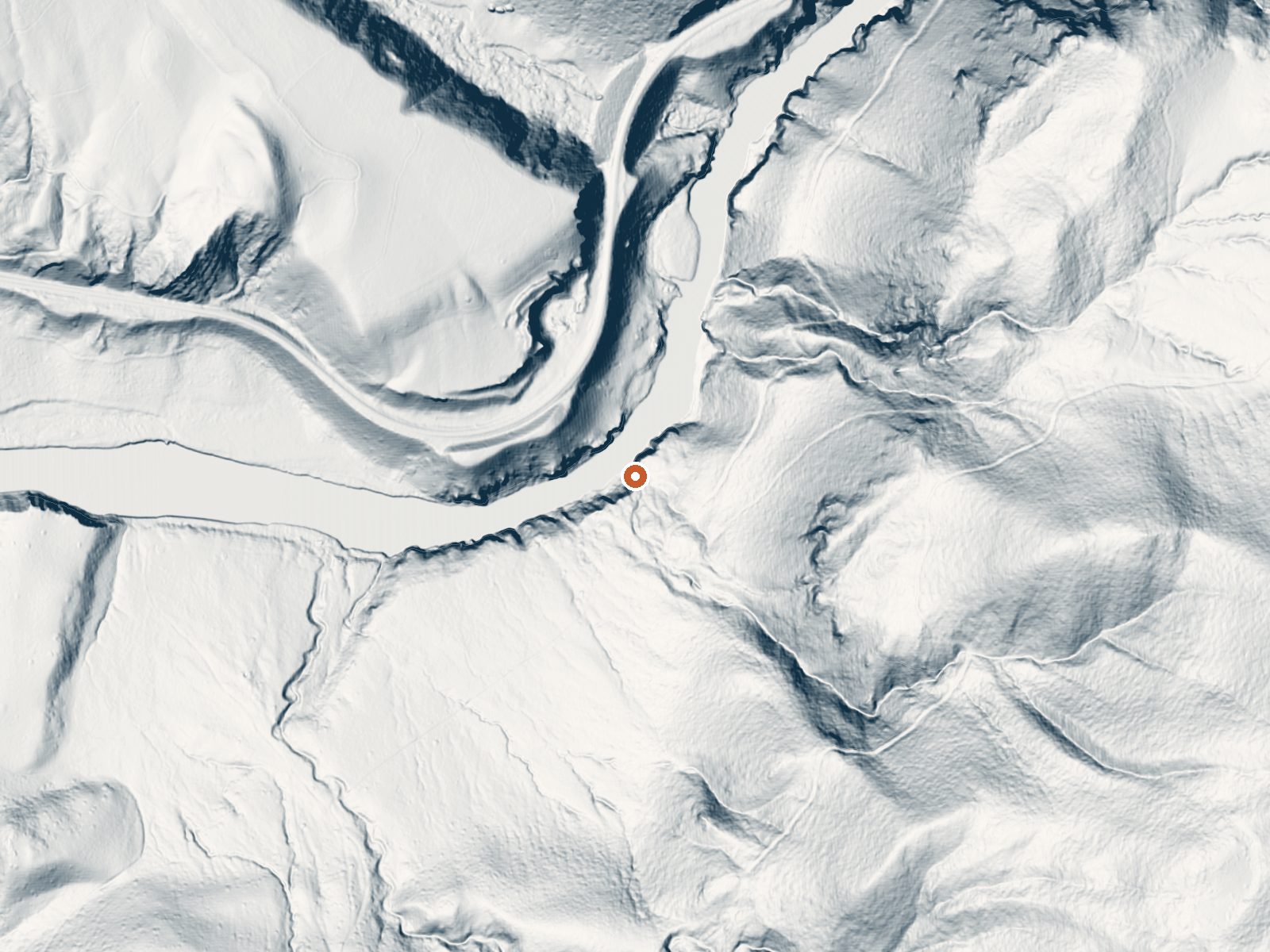 LiDAR bare-earth view of the same ground around Radium Hot Springs