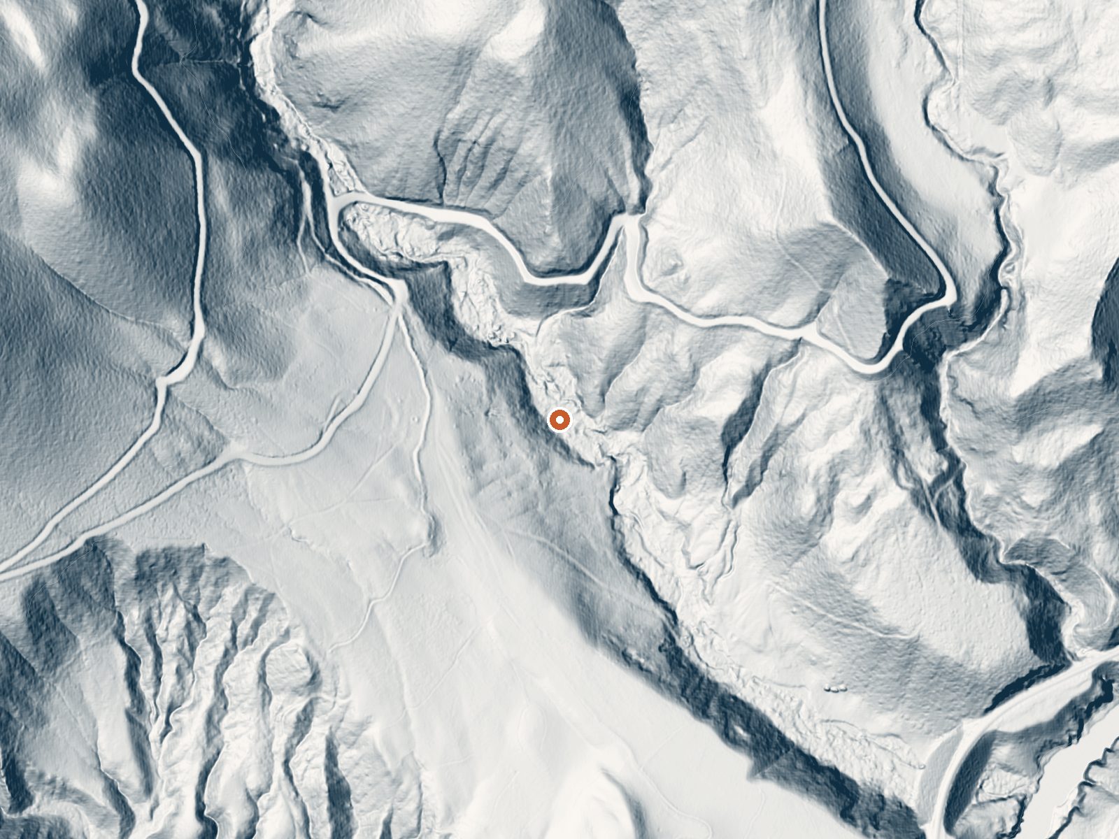 LiDAR bare-earth view of the same ground around Radium Hot Springs (Colorado)