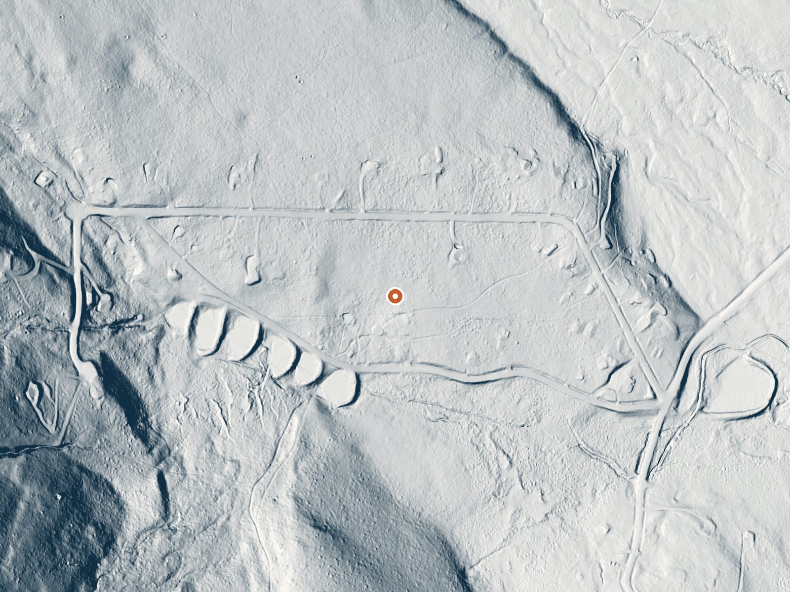 LiDAR bare-earth view of the same ground around Rhodes Warm Spring