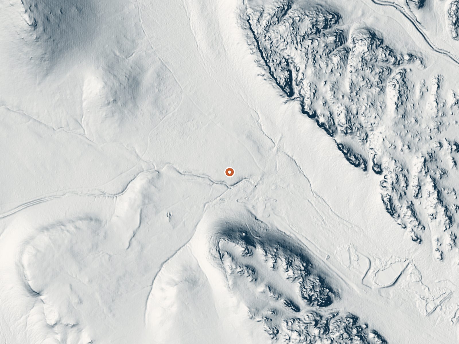 LiDAR bare-earth view of the same ground around Shaw Springs