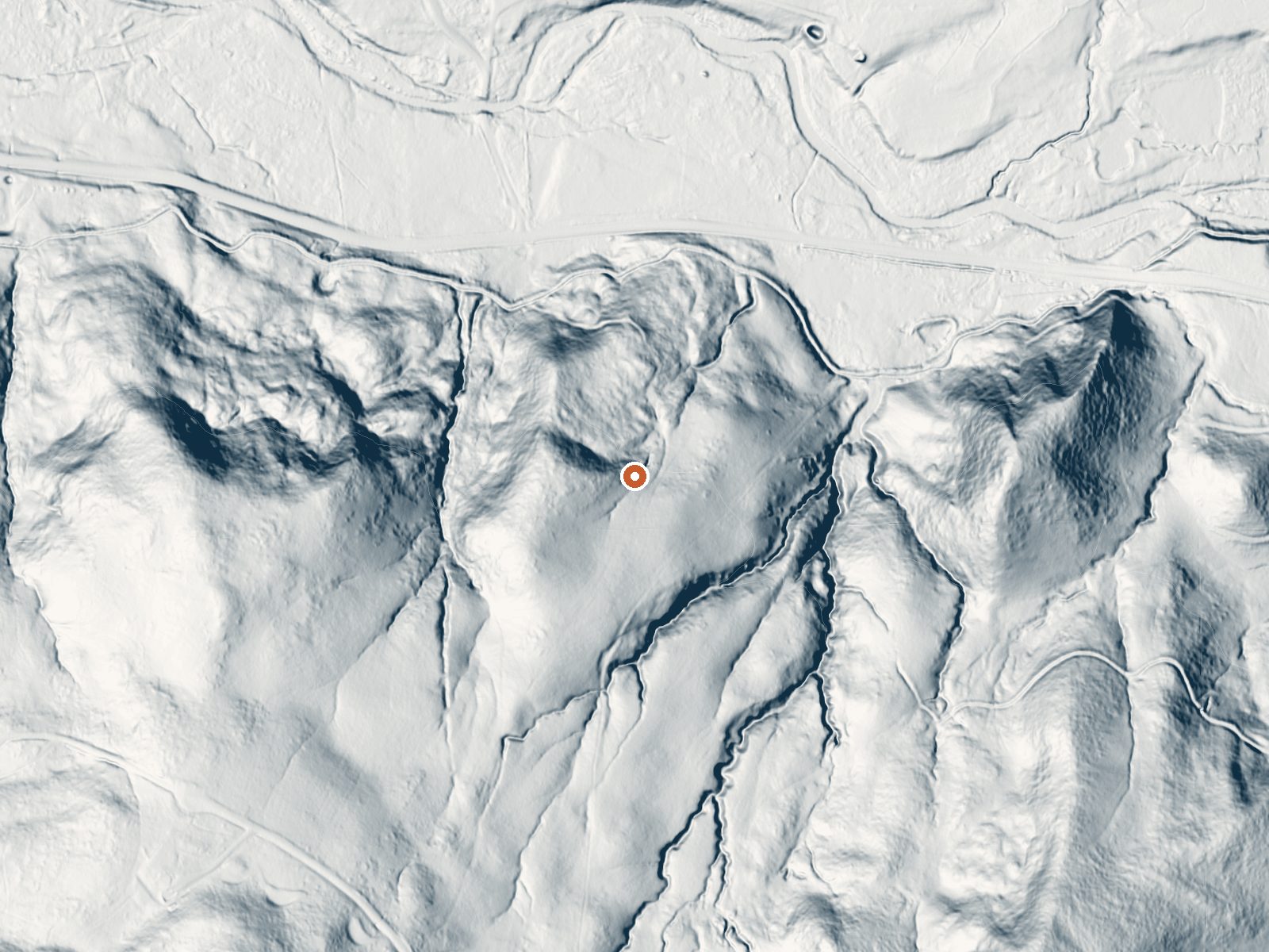 LiDAR bare-earth view of the same ground around Stinking Springs