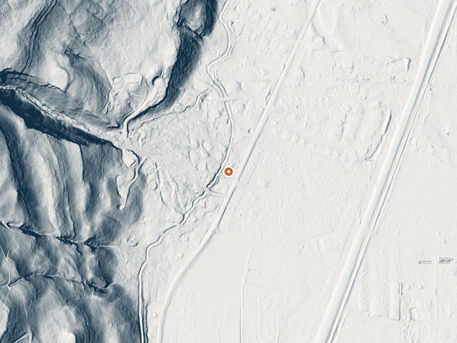 LiDAR bare-earth view of the same ground around Stratten Warm Spring