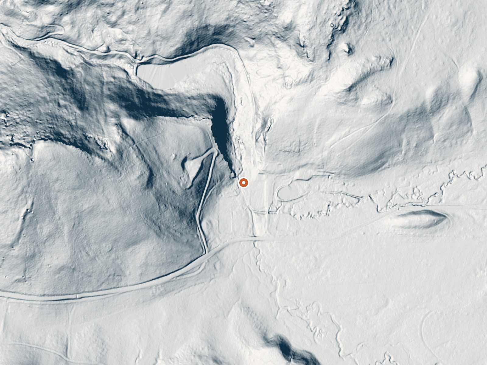 LiDAR bare-earth view of the same ground around Upper Waunita Hot Springs