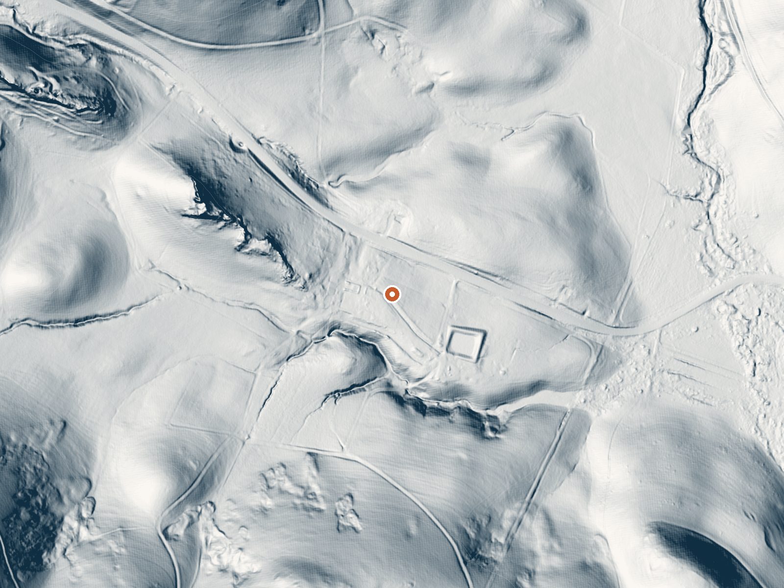 LiDAR bare-earth view of the same ground around the spring