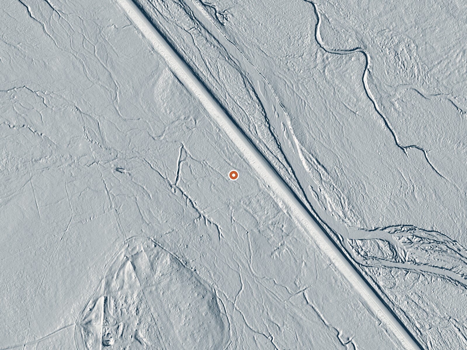LiDAR bare-earth view of the same ground around the spring