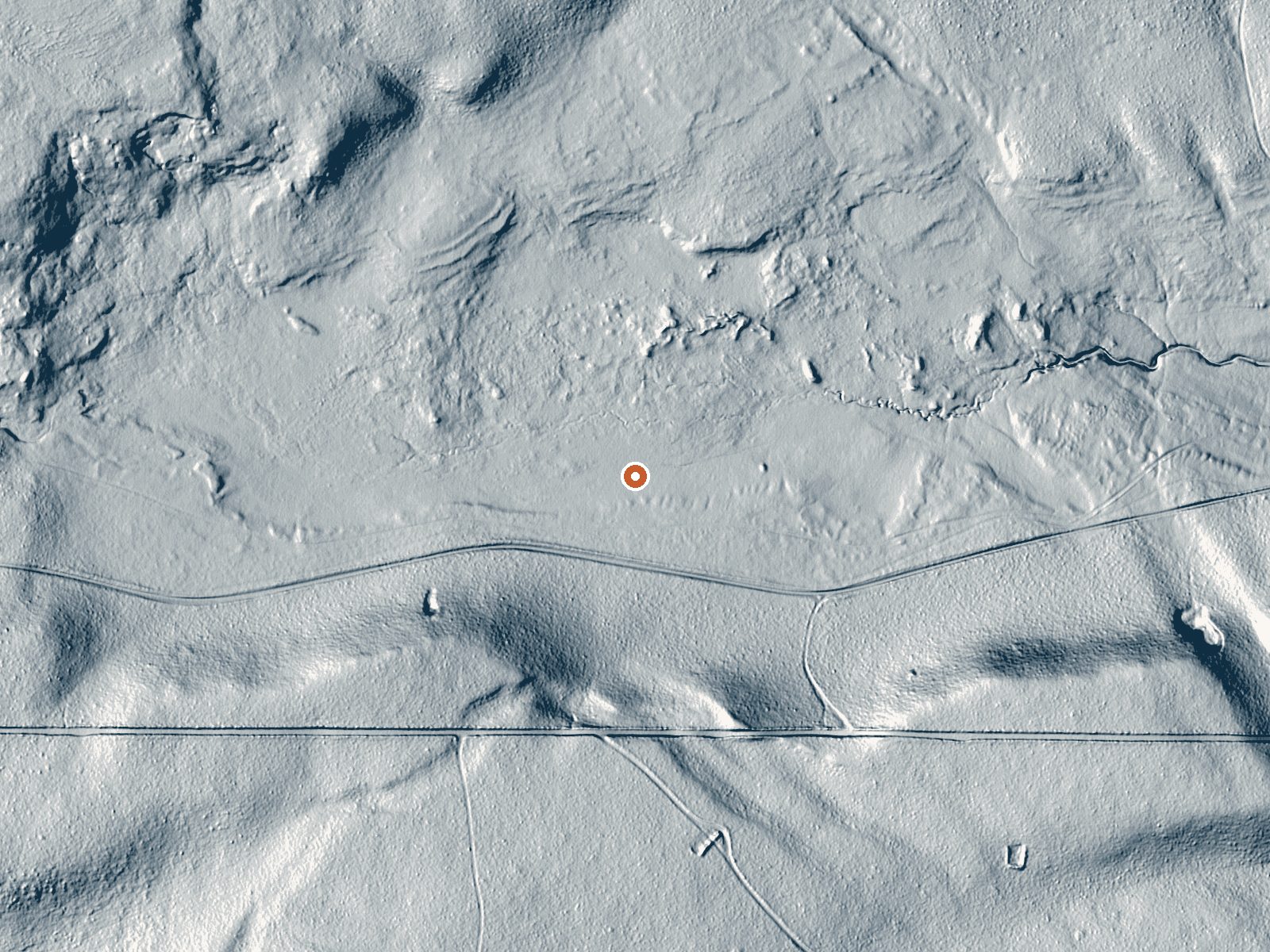 LiDAR bare-earth view of the same ground around the spring