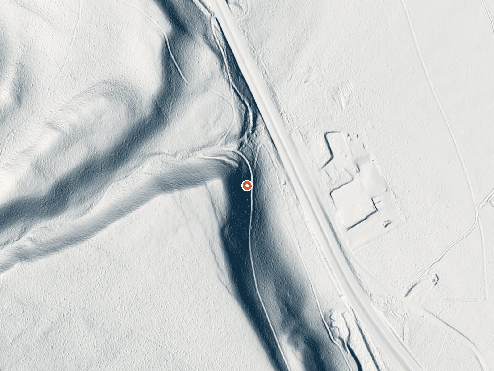 LiDAR bare-earth view of the same ground around the spring