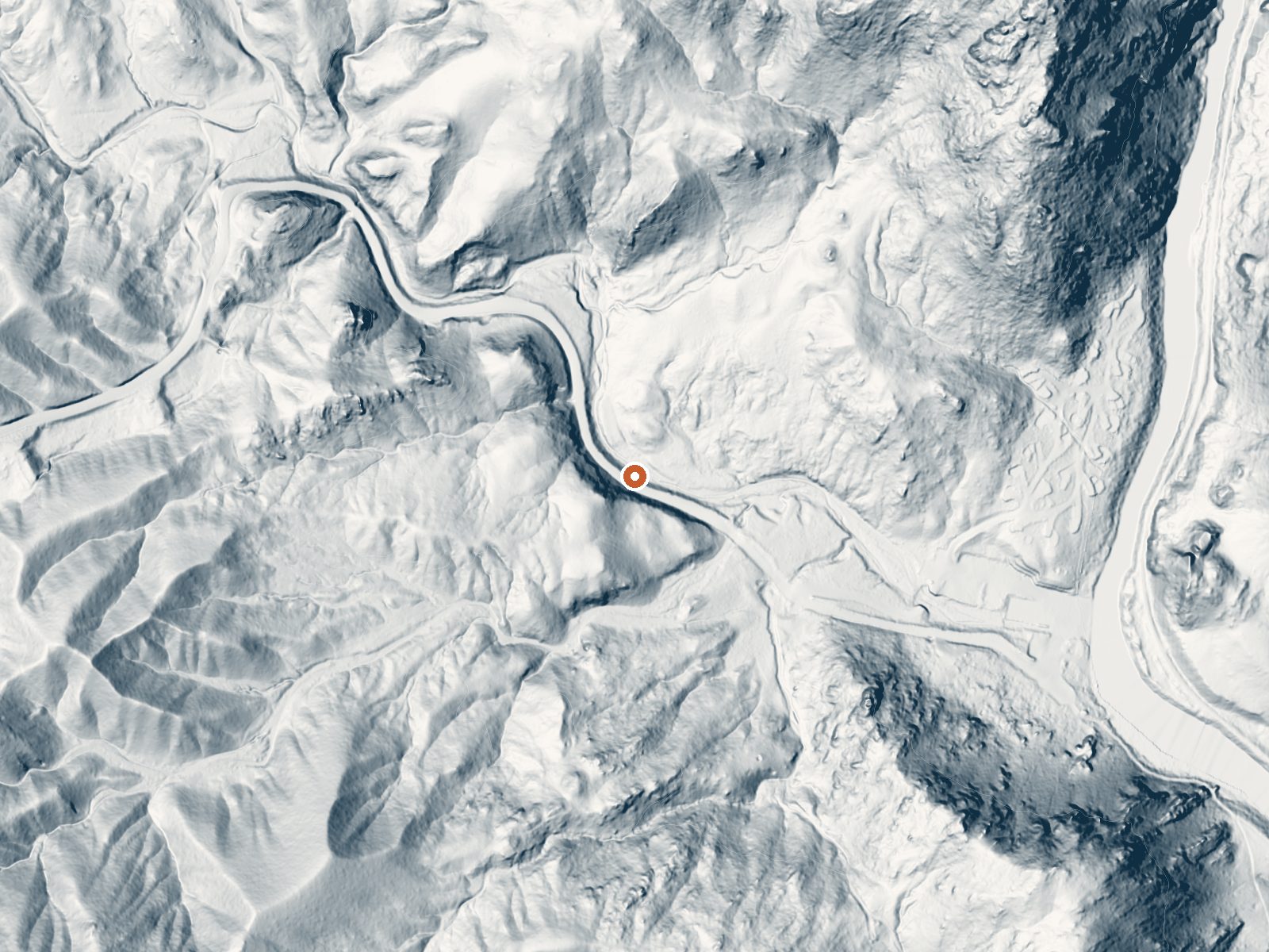 LiDAR bare-earth view of the same ground around Browns Canyon Warm Spring