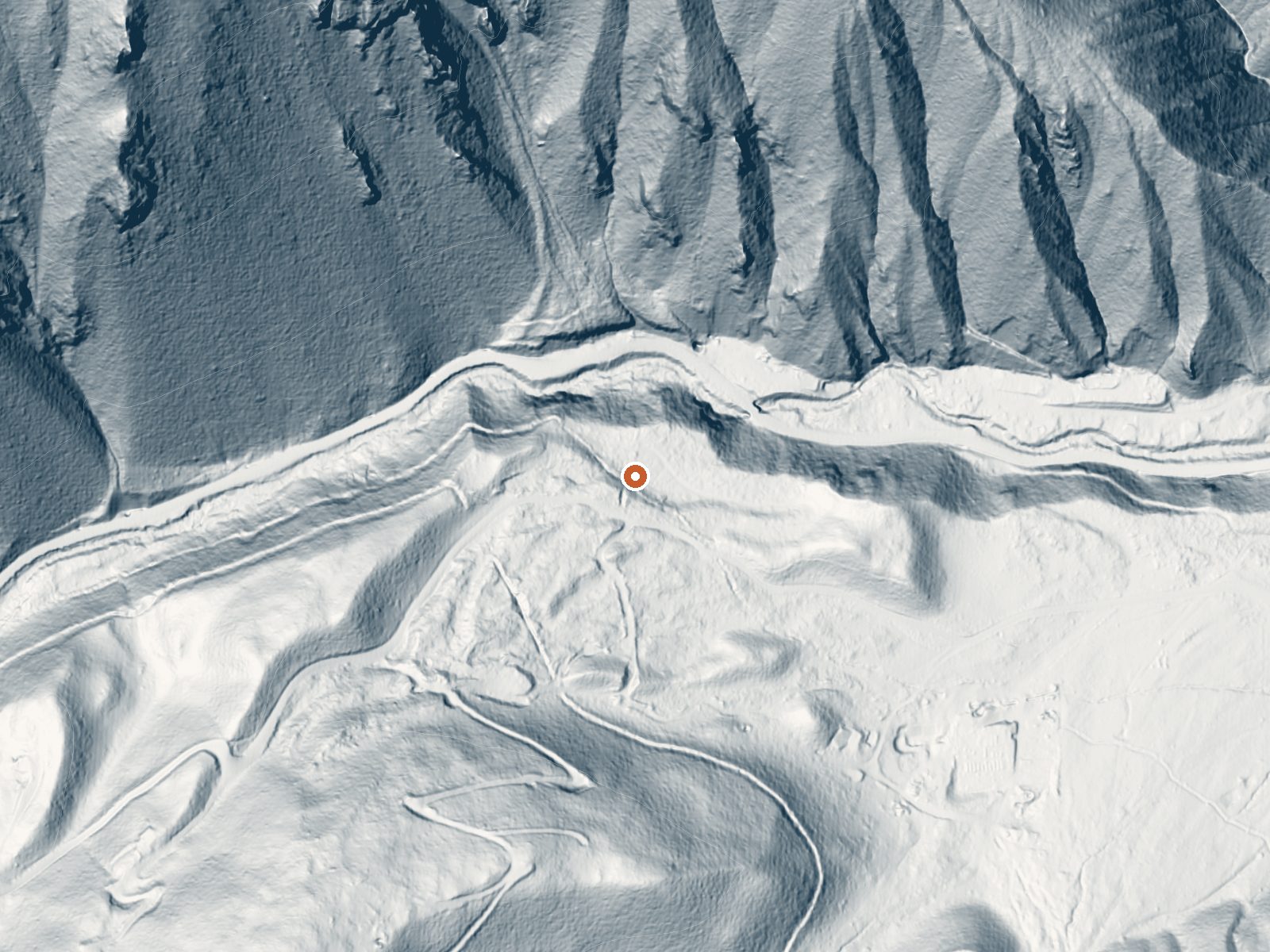 LiDAR bare-earth view of the same ground around Cottonwood Hot Springs