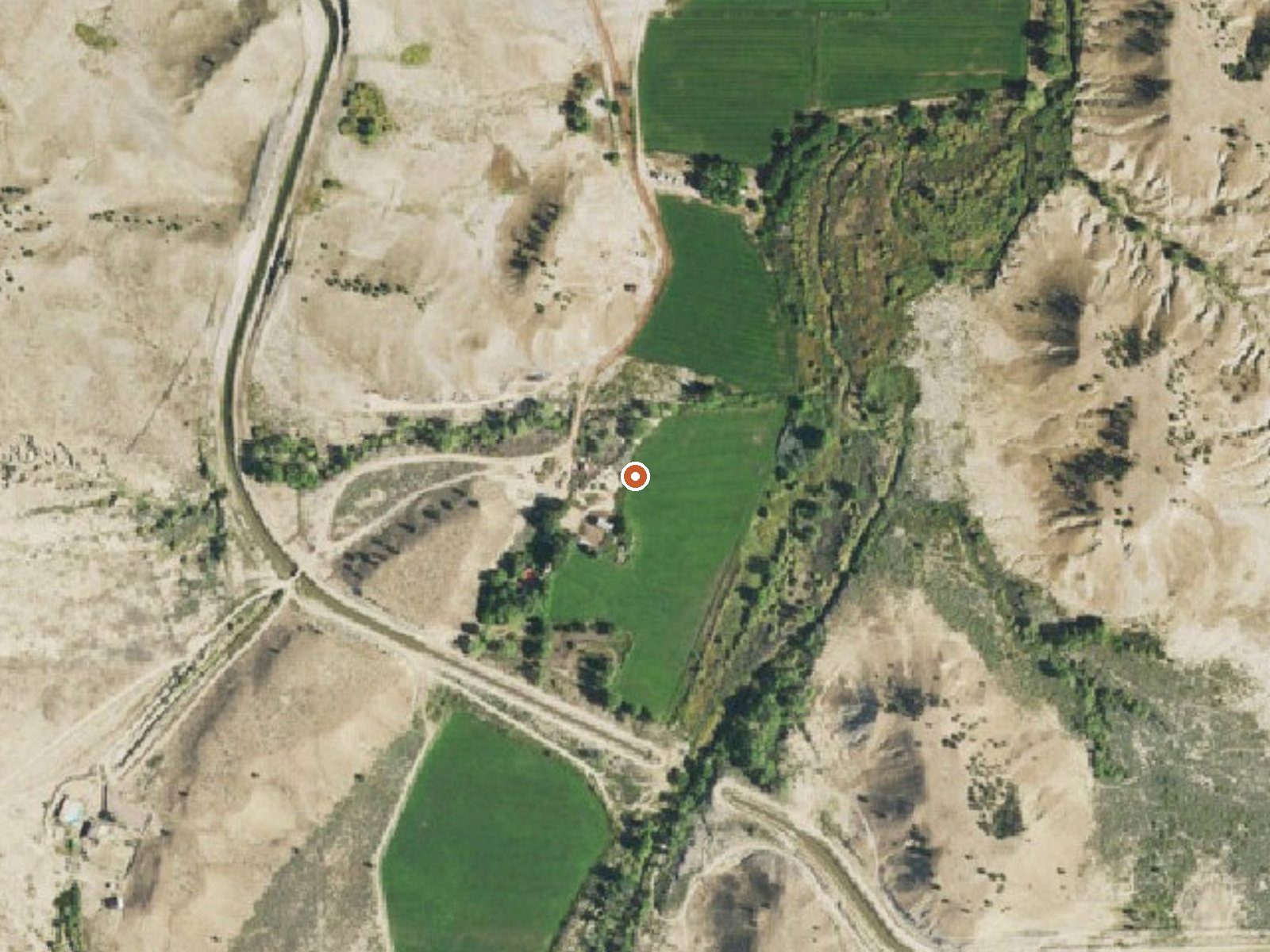 Aerial view of the ground around Desert Reef Hot Spring