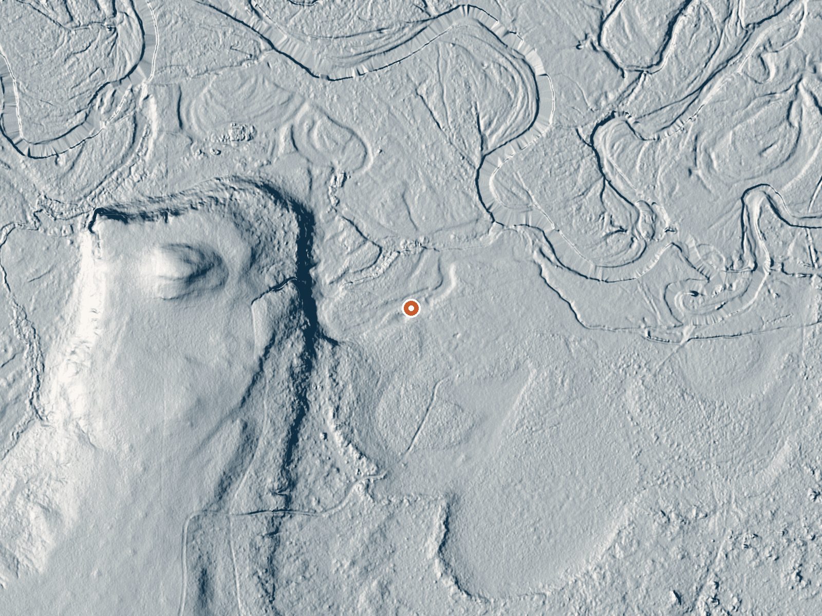 LiDAR bare-earth view of the same ground around Dexter Spring