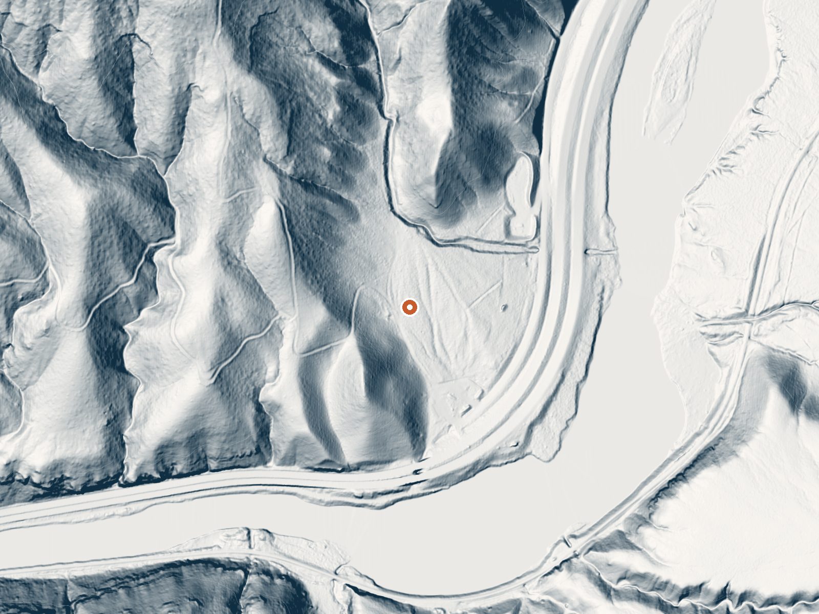 LiDAR bare-earth view of the same ground around Dotsero Warm Springs