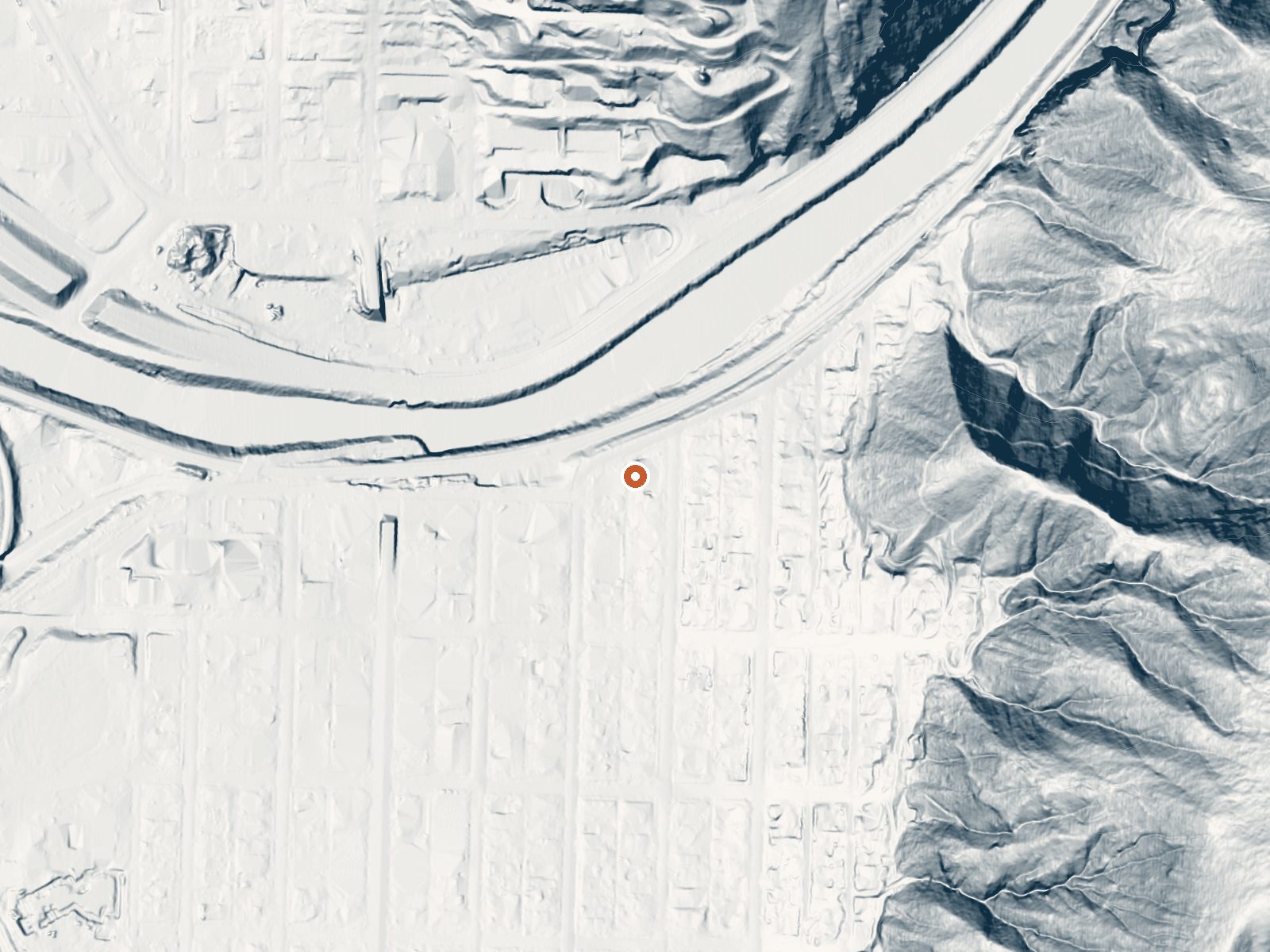 LiDAR bare-earth view of the same ground around Glenwood Springs