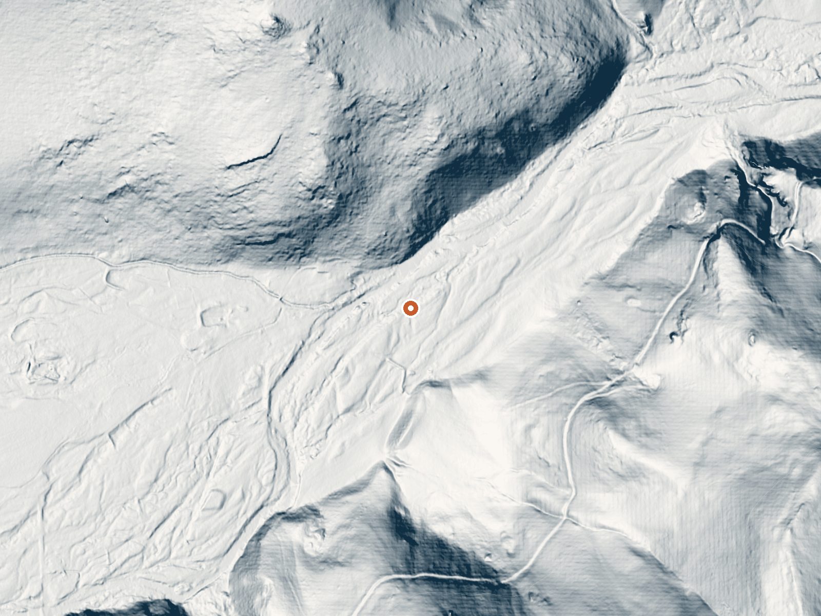 LiDAR bare-earth view of the same ground around Crane Creek Hot Springs