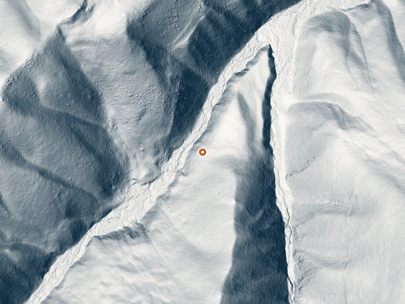 LiDAR bare-earth view of the same ground around Dagger Creek Hot Spring