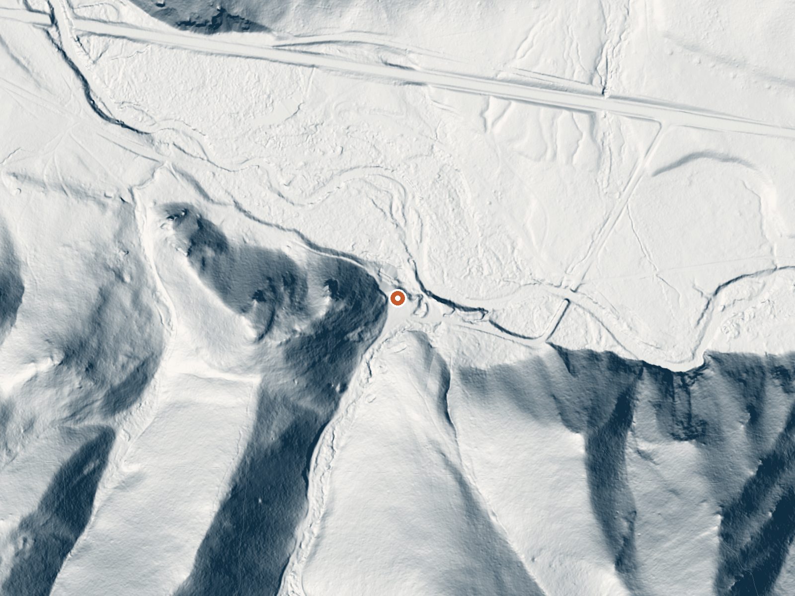 LiDAR bare-earth view of the same ground around Easley Hot Springs