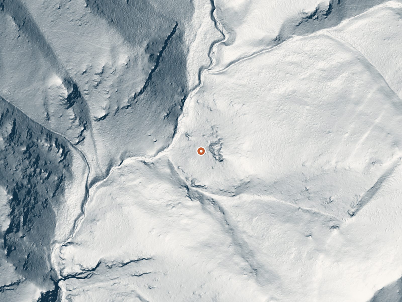 LiDAR bare-earth view of the same ground around Forge Creek Hot Springs