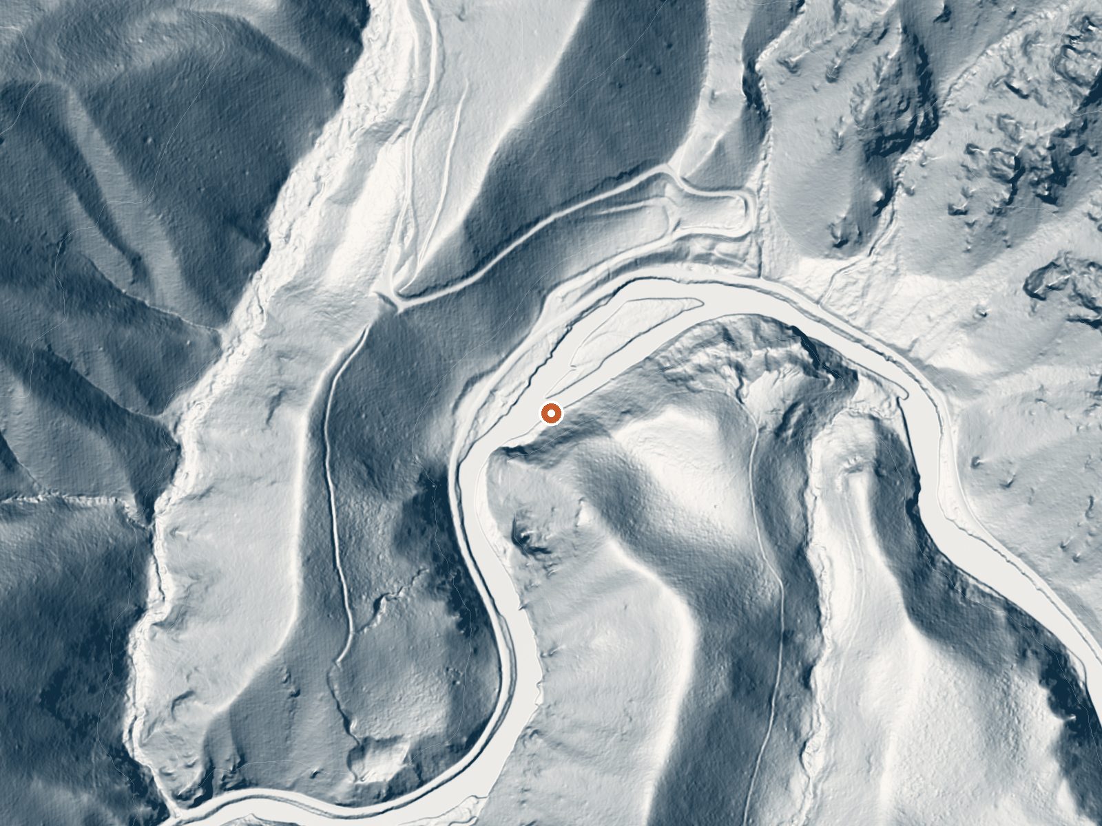 LiDAR bare-earth view of the same ground around Granite Creek Hot Spring