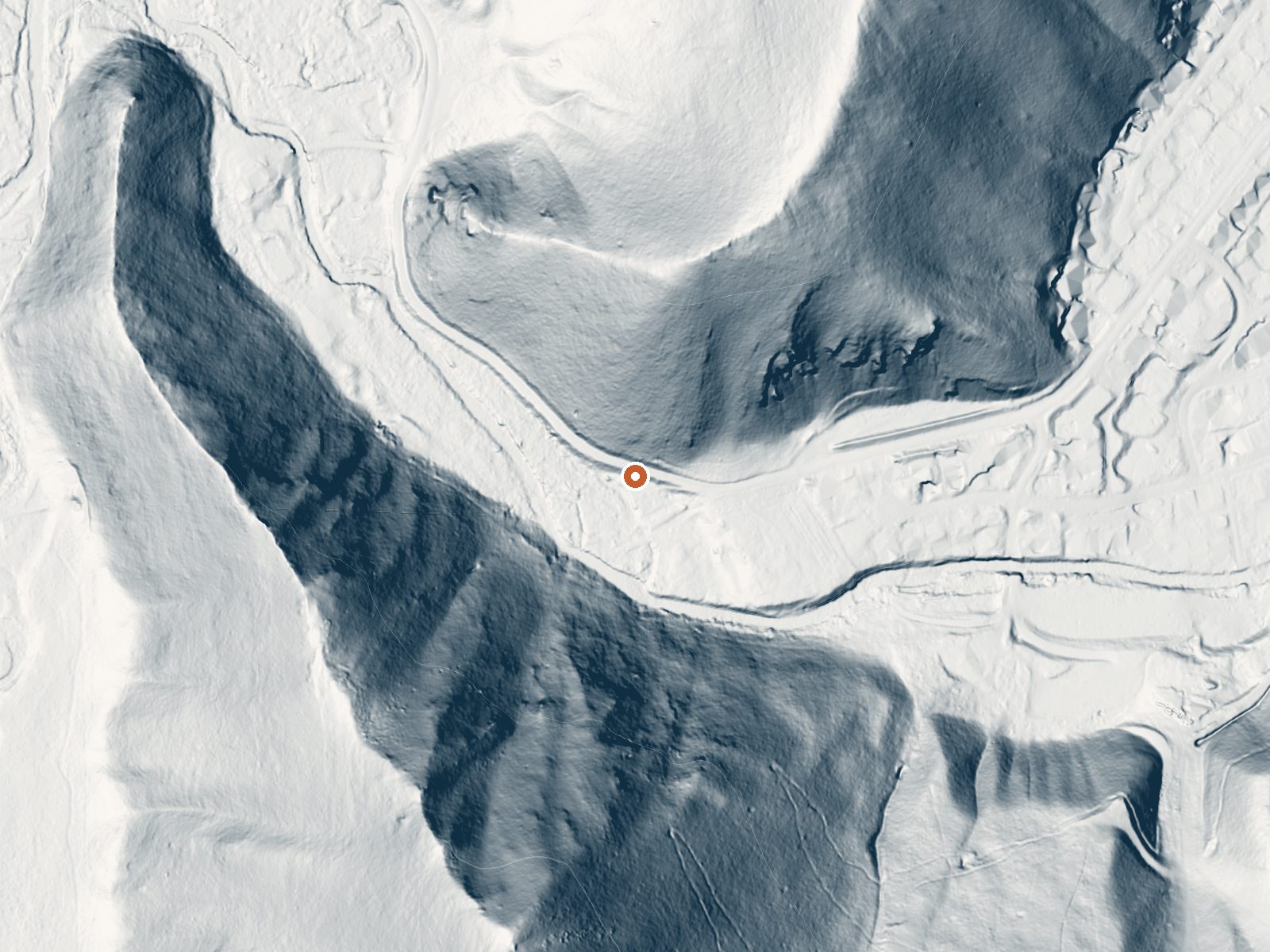LiDAR bare-earth view of the same ground around Guyer Hot Springs