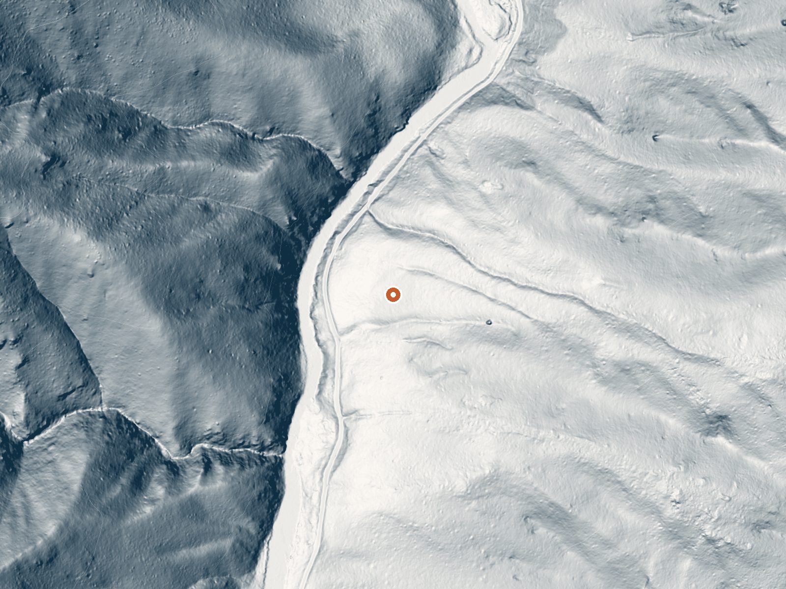LiDAR bare-earth view of the same ground around Holdover Hot Spring