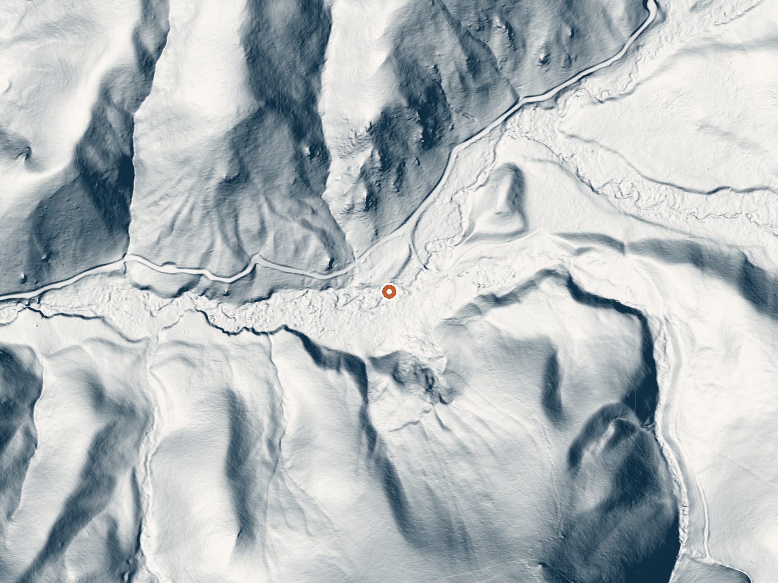 LiDAR bare-earth view of the same ground around Horse Creek Hot Springs