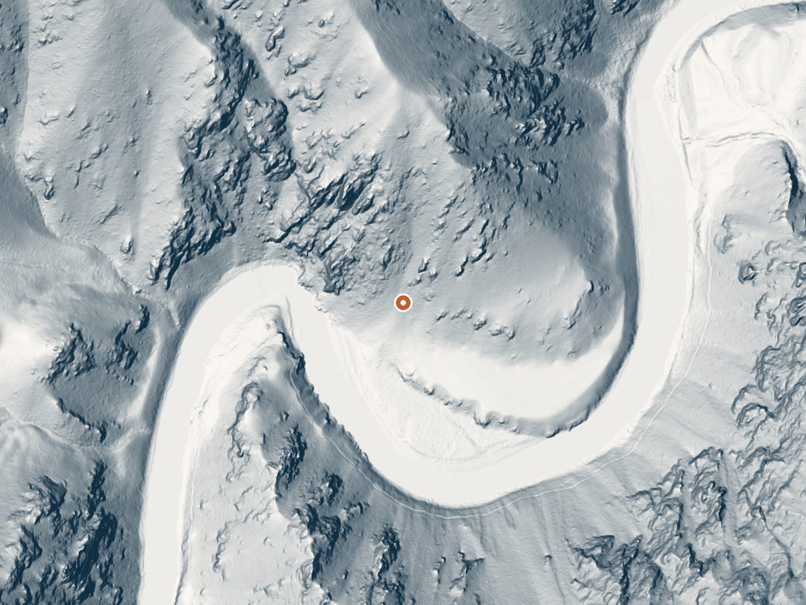 LiDAR bare-earth view of the same ground around Hospital Hot Spring