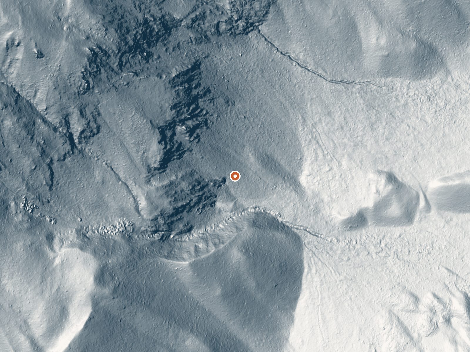 LiDAR bare-earth view of the same ground around Hot Creek Warm Spring