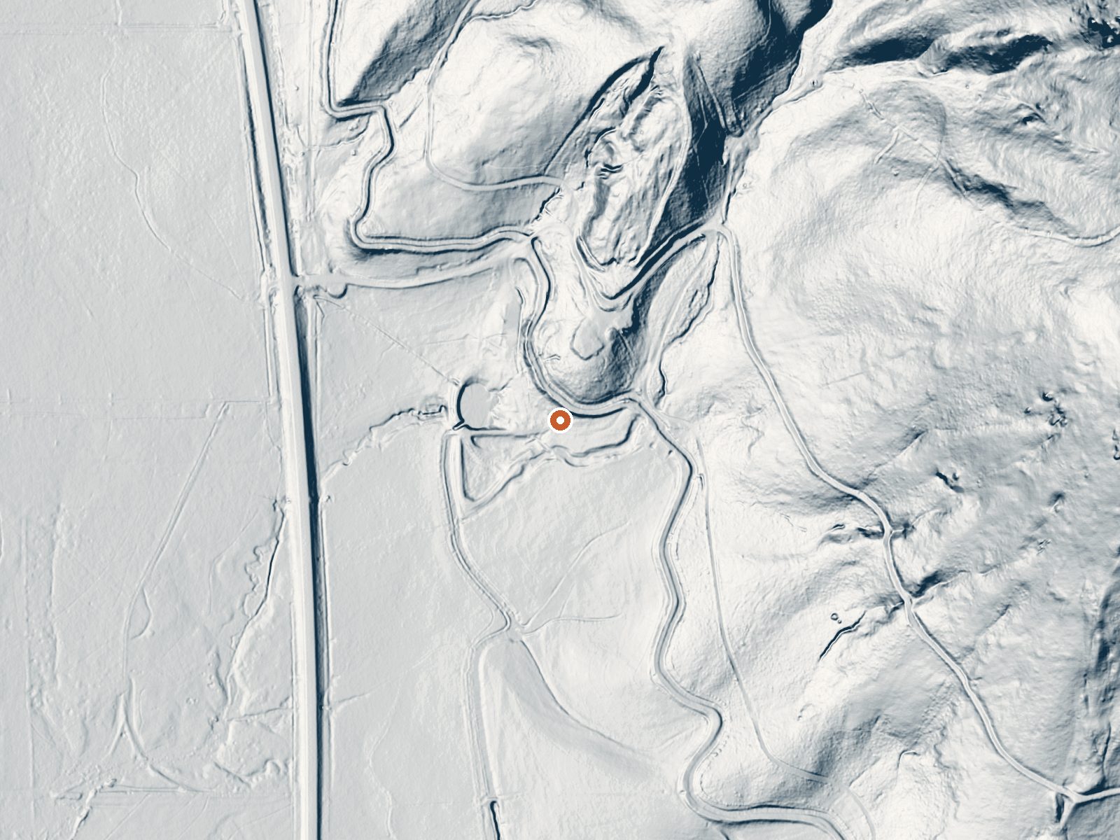 LiDAR bare-earth view of the same ground around Arling Hot Spring