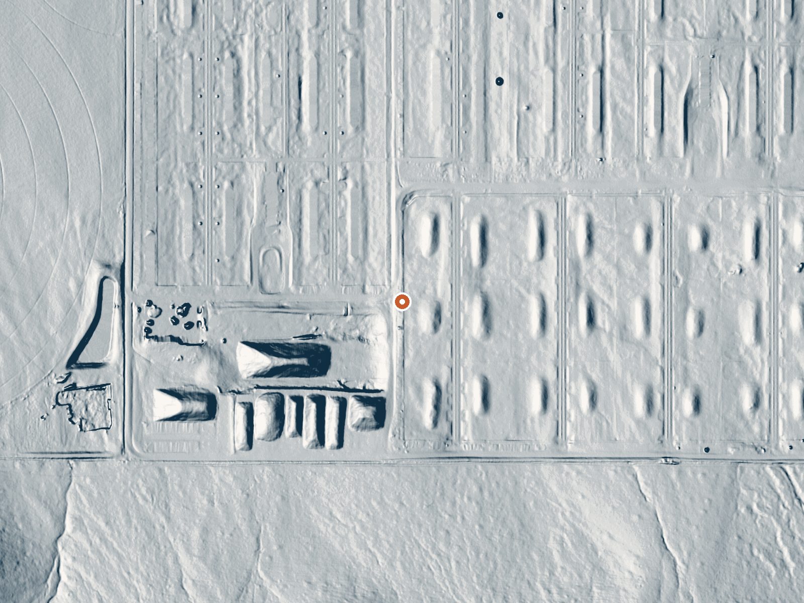 LiDAR bare-earth view of the same ground around Artesian City Hot Springs