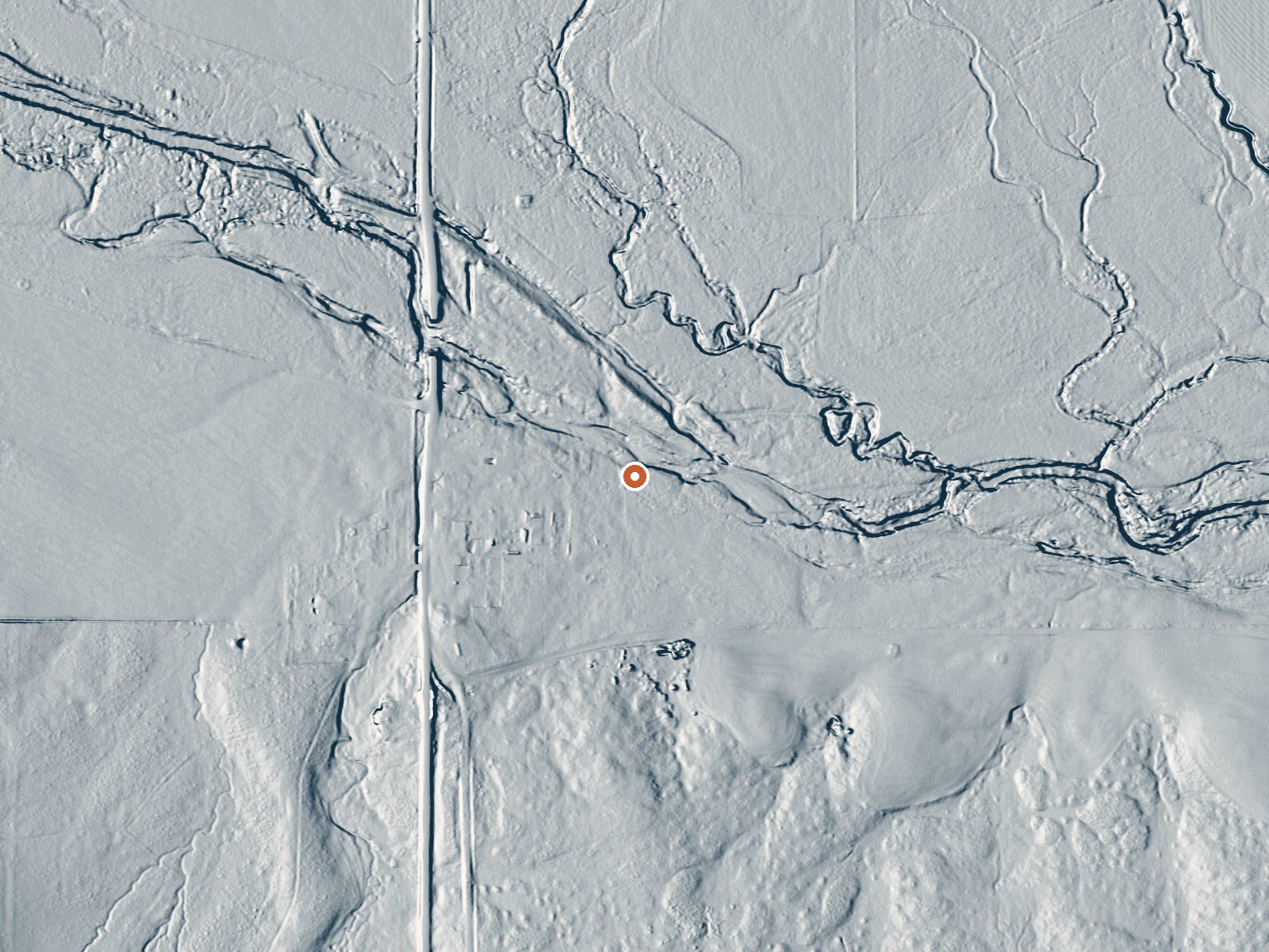 LiDAR bare-earth view of the same ground around Barrons Hot Spring