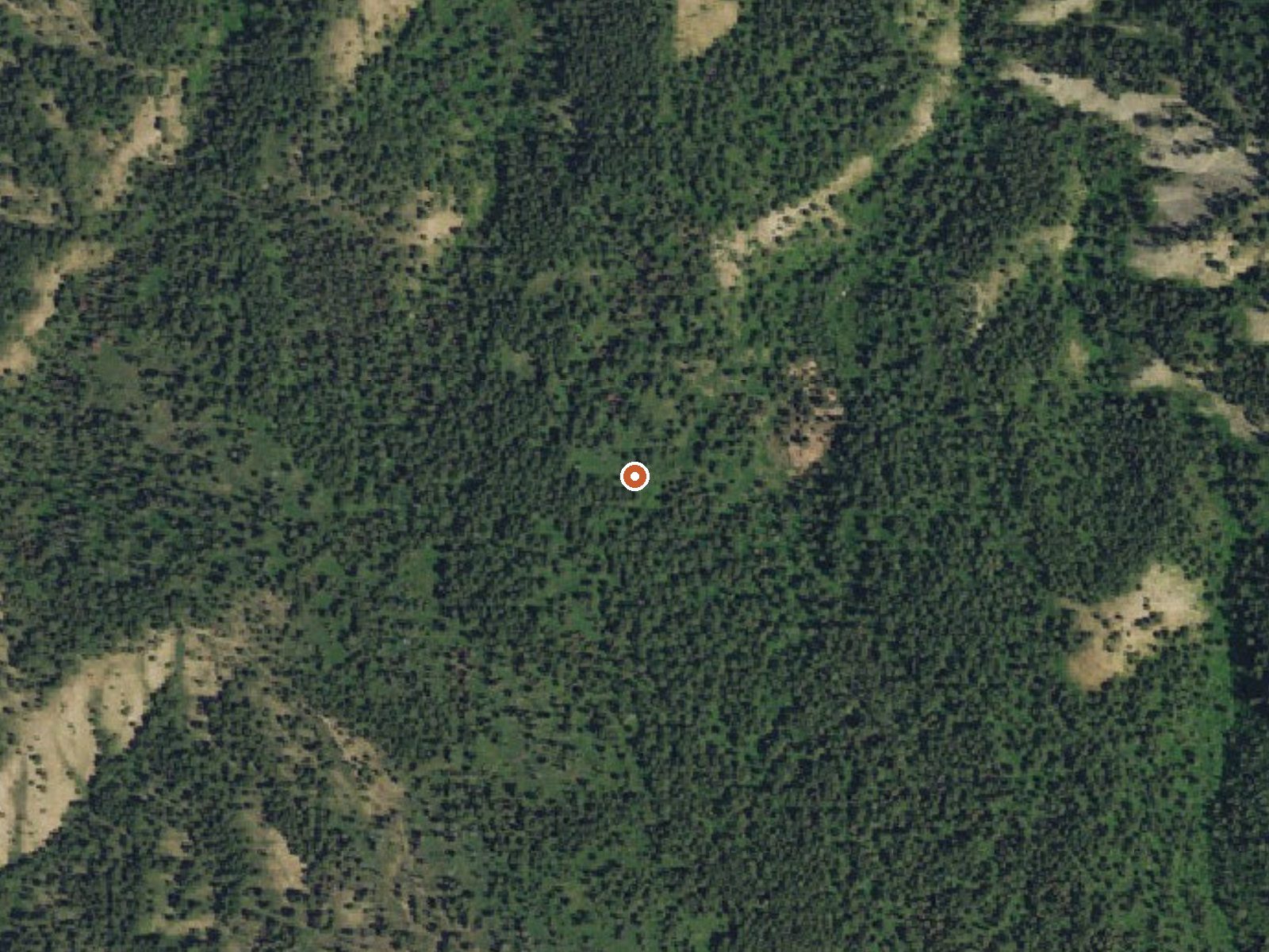 Aerial view of the ground around Bear Creek Hot Spring