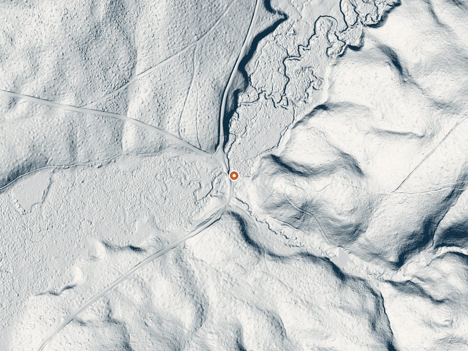 LiDAR bare-earth view of the same ground around Brockman Creek Hot Spring