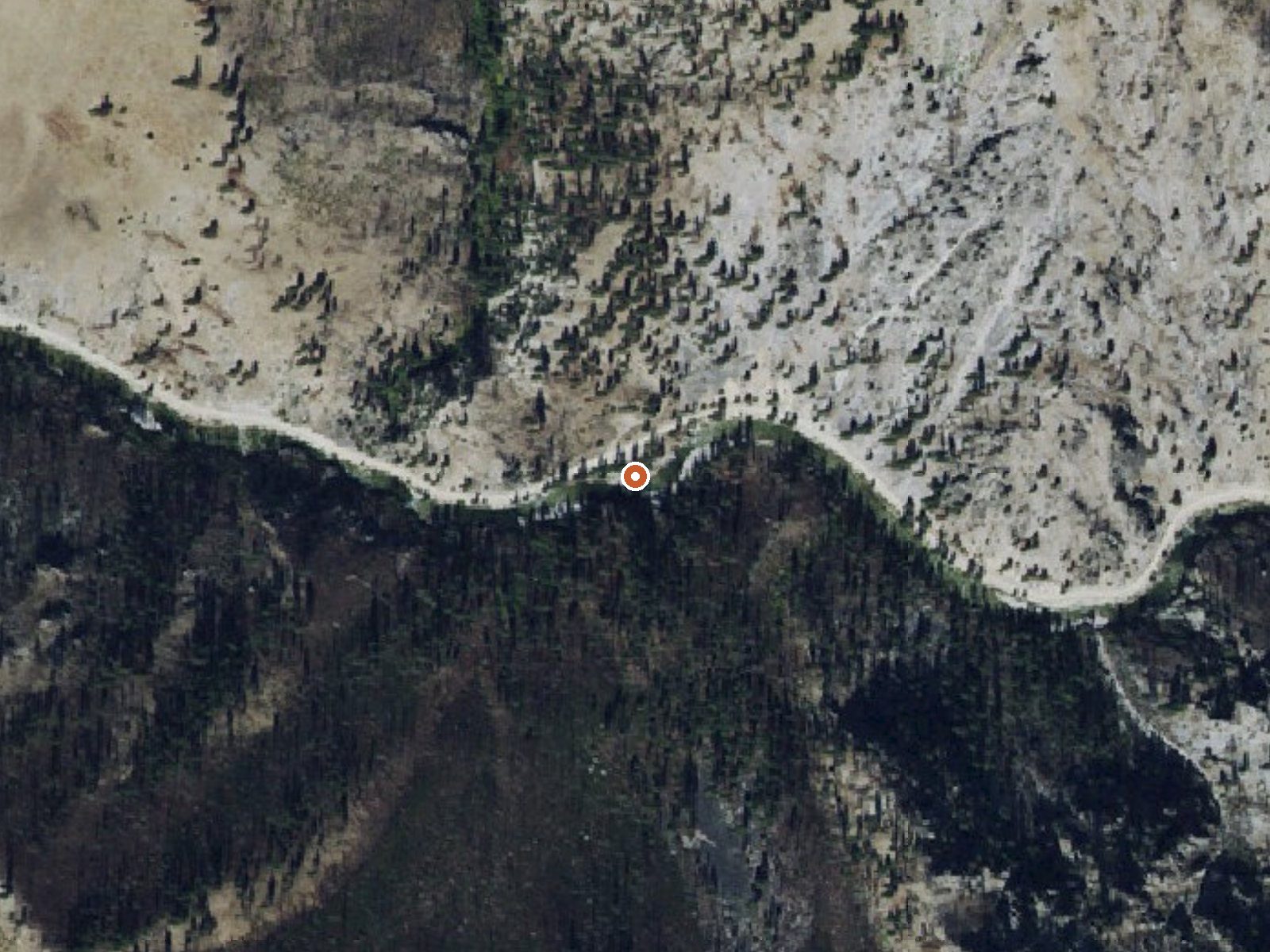 Aerial view of the ground around Brown Creek Hot Spring