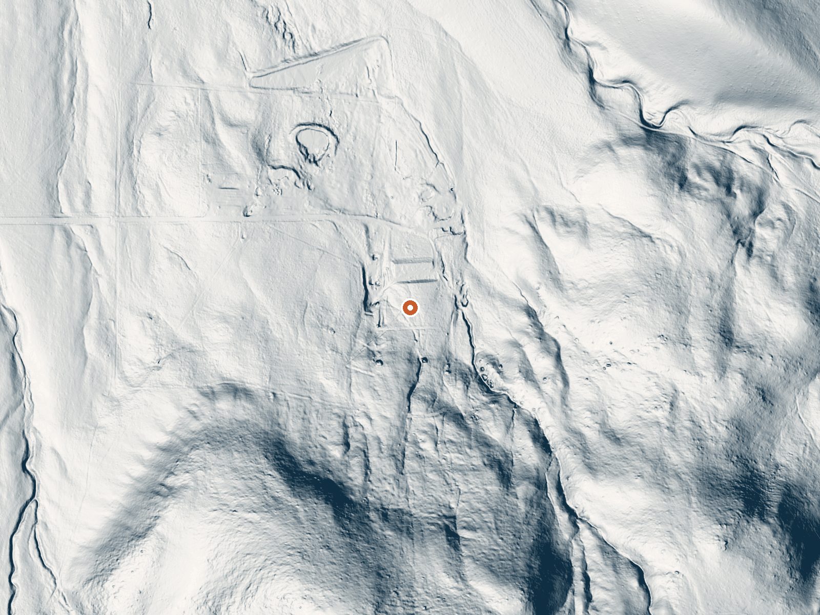 LiDAR bare-earth view of the same ground around Oakley Hot Spring