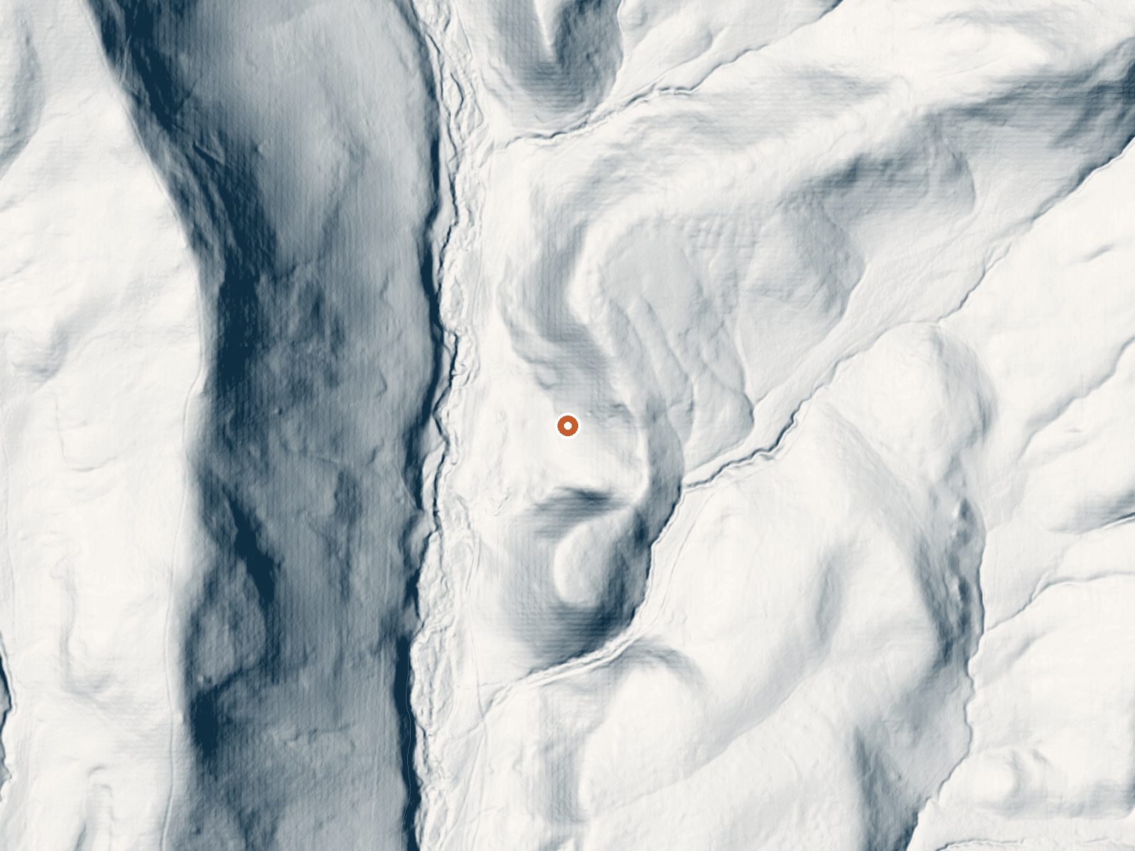 LiDAR bare-earth view of the same ground around Old Homestead Warm Spring