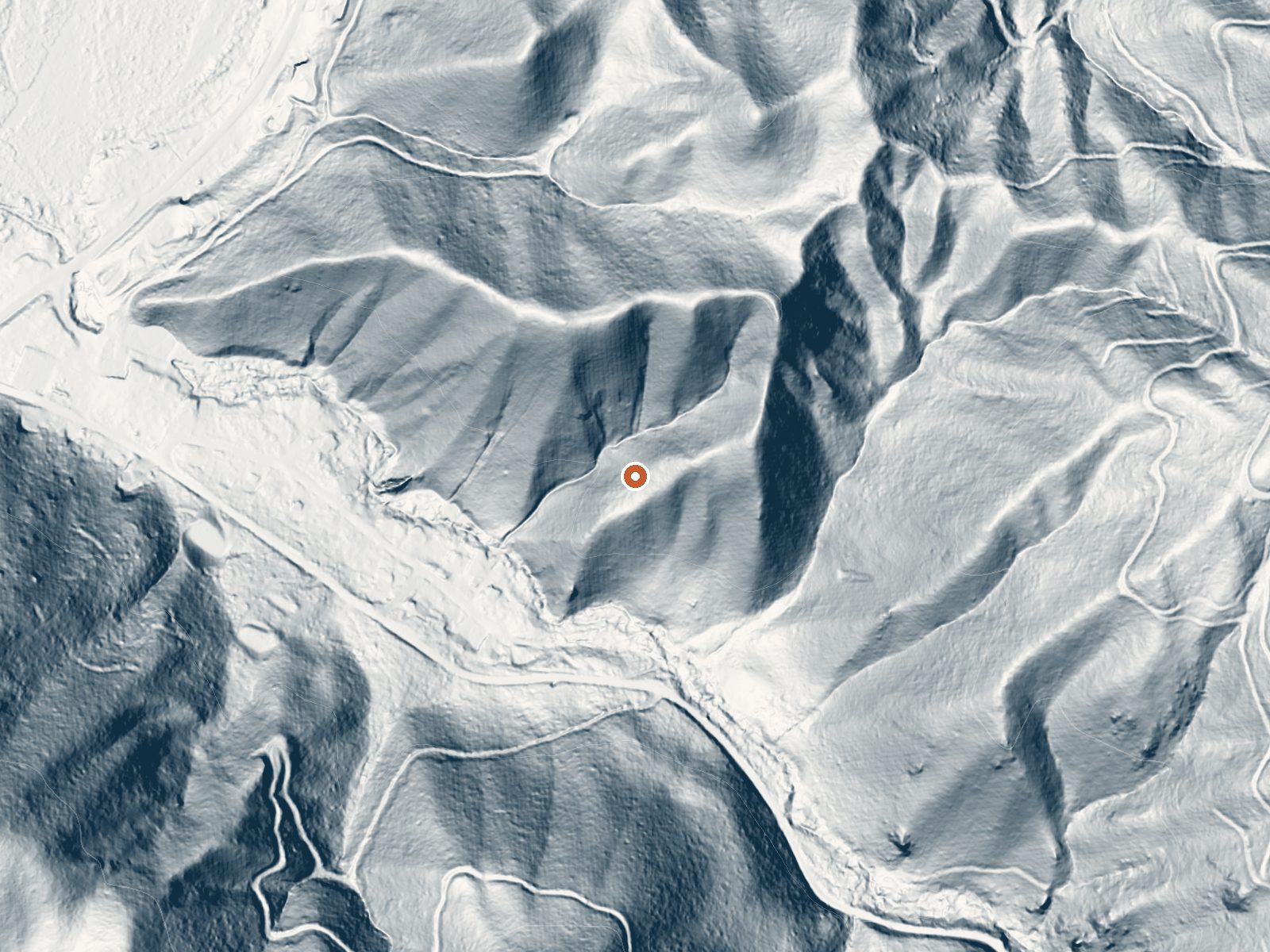 LiDAR bare-earth view of the same ground around Paradise Hot Springs