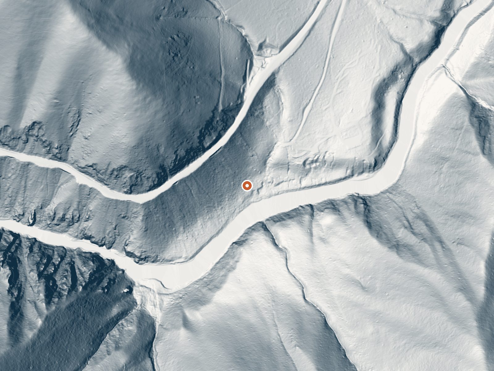 LiDAR bare-earth view of the same ground around Pine Flat Hot Springs