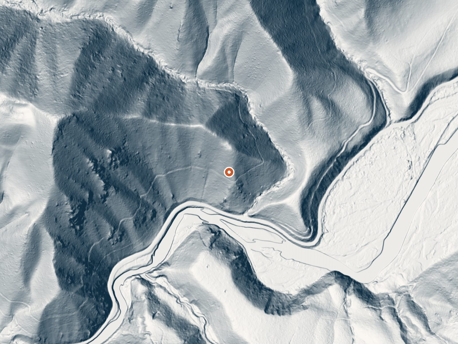 LiDAR bare-earth view of the same ground around Pool Creek Hot Spring