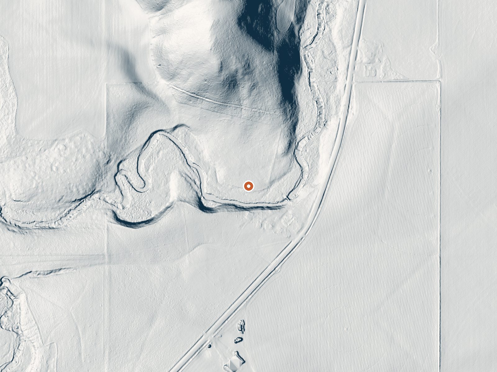 LiDAR bare-earth view of the same ground around Portneuf River Warm Spring