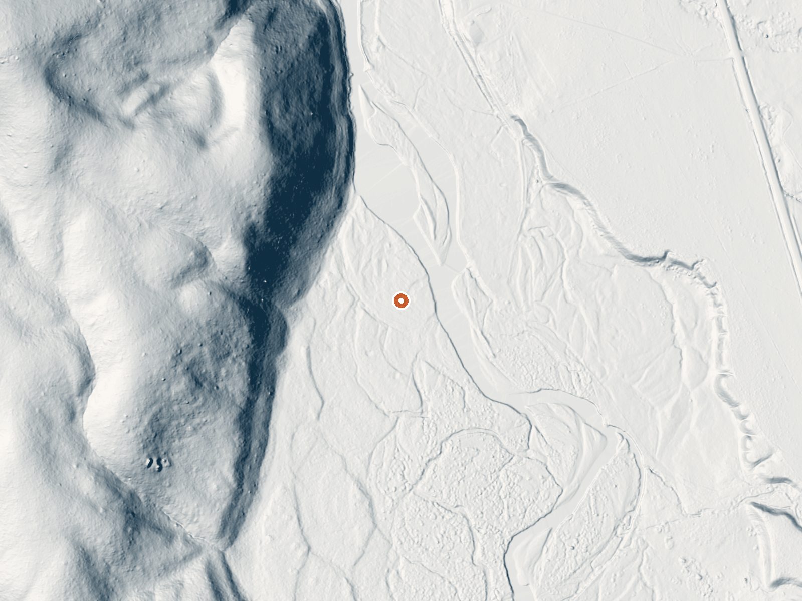 LiDAR bare-earth view of the same ground around Rosalys Warm Spring