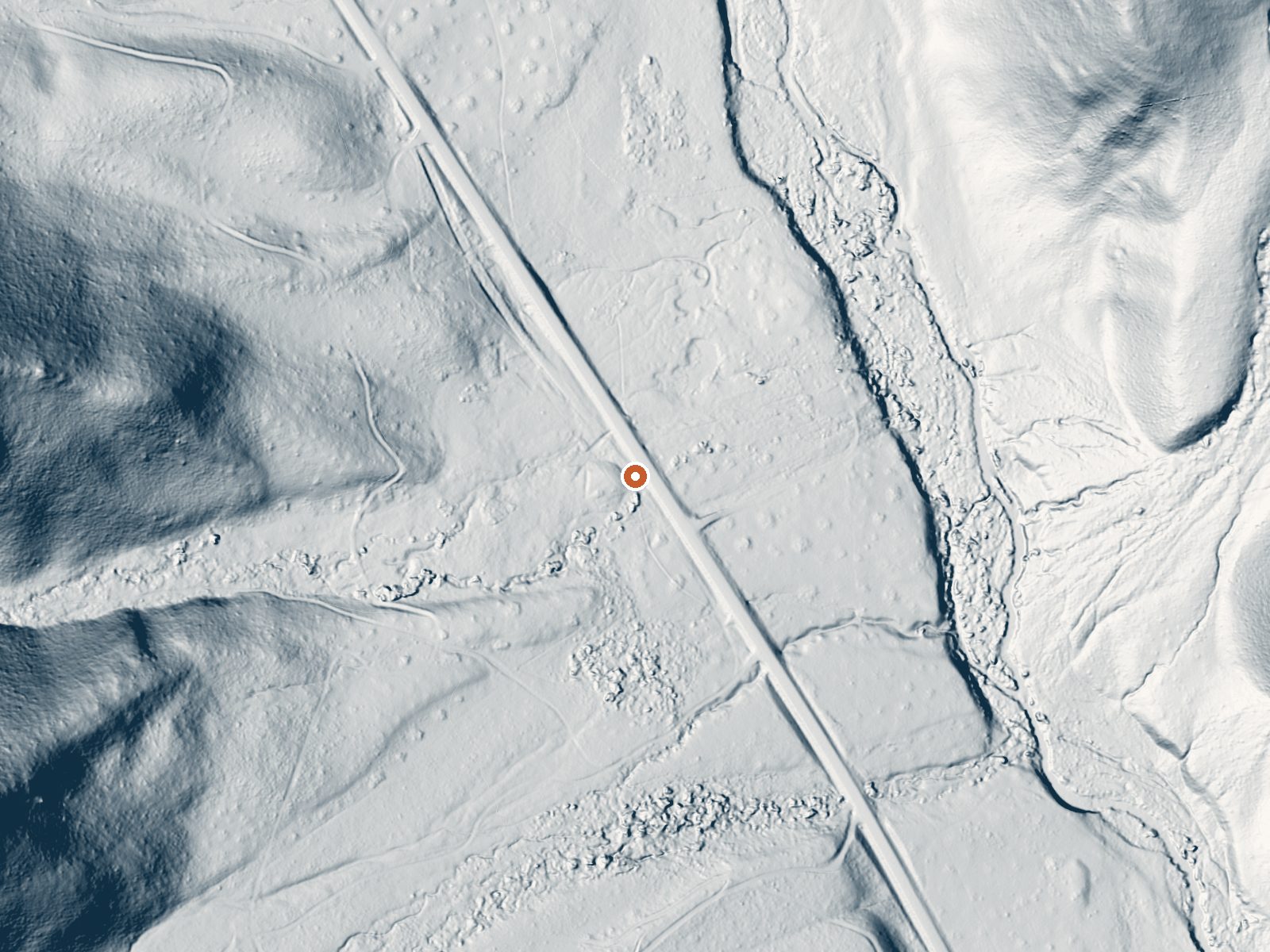 LiDAR bare-earth view of the same ground around Russian John Hot Spring