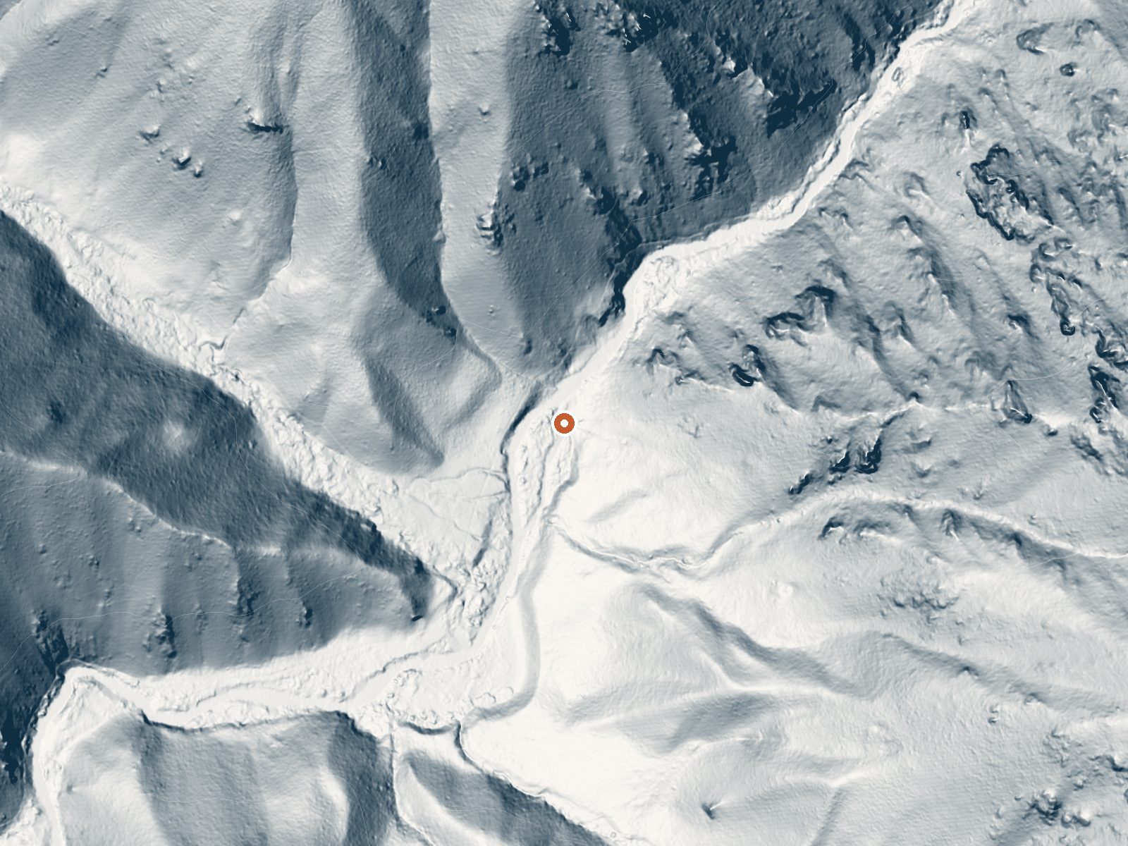 LiDAR bare-earth view of the same ground around Skillern Hot Springs