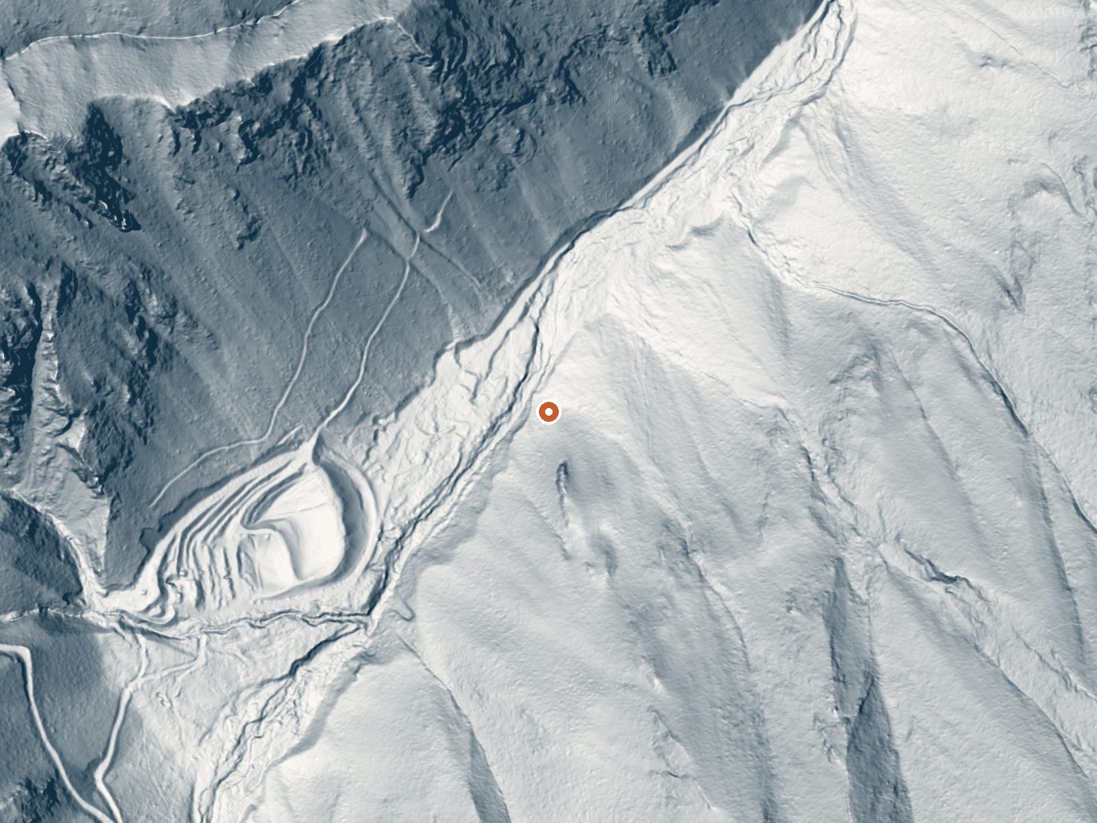 LiDAR bare-earth view of the same ground around Slate Creek Hot Spring
