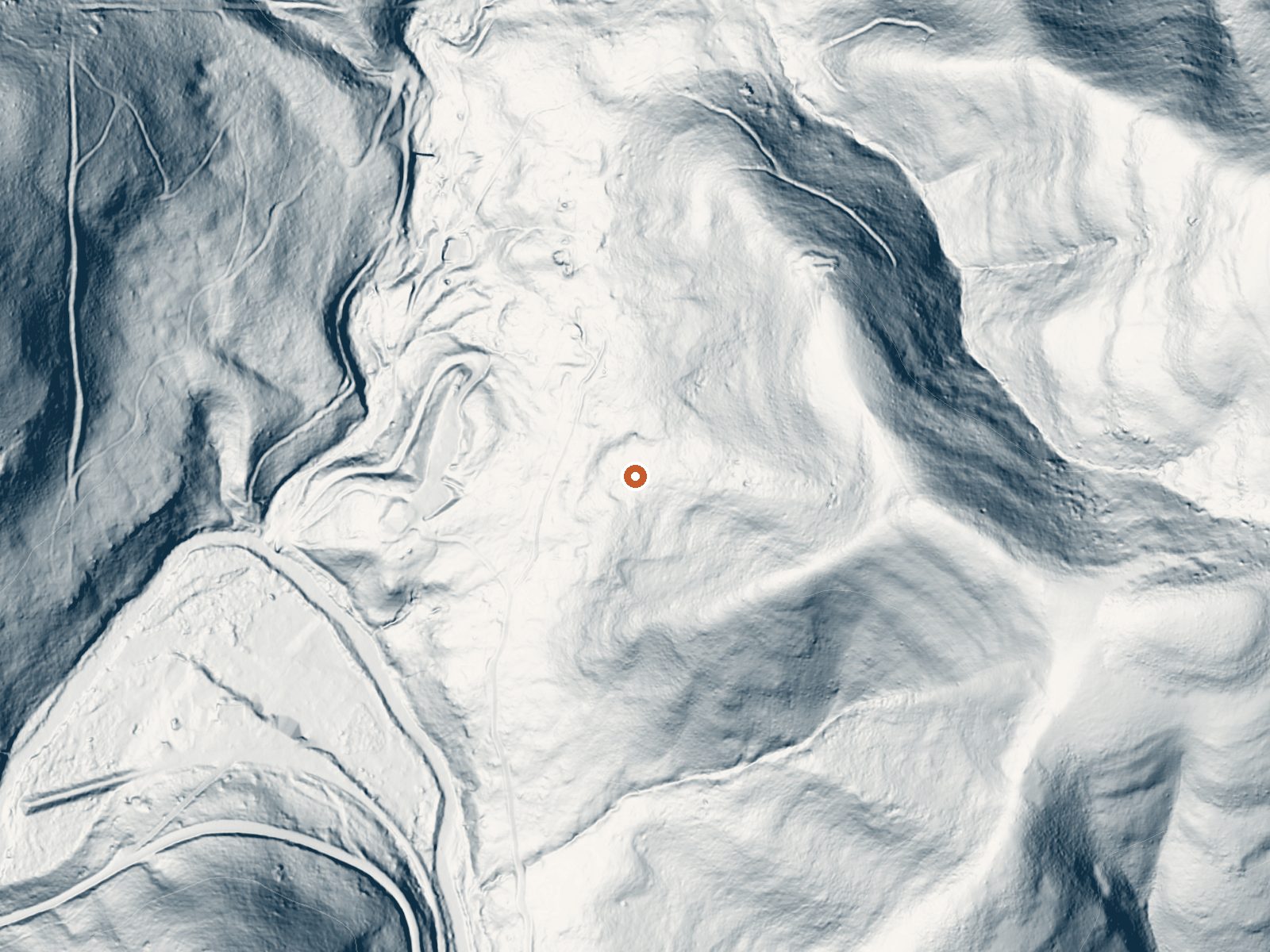 LiDAR bare-earth view of the same ground around Starkey Hot Springs