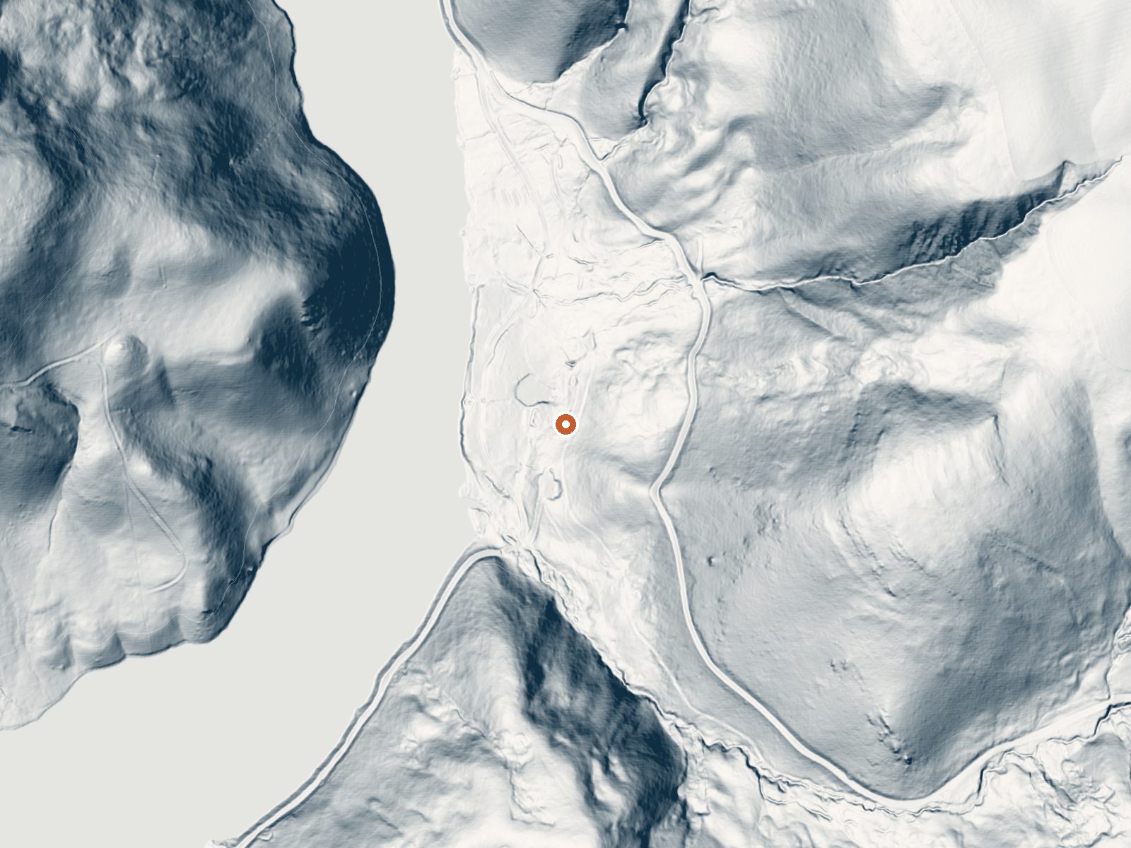 LiDAR bare-earth view of the same ground around Maple Grove Hot Springs