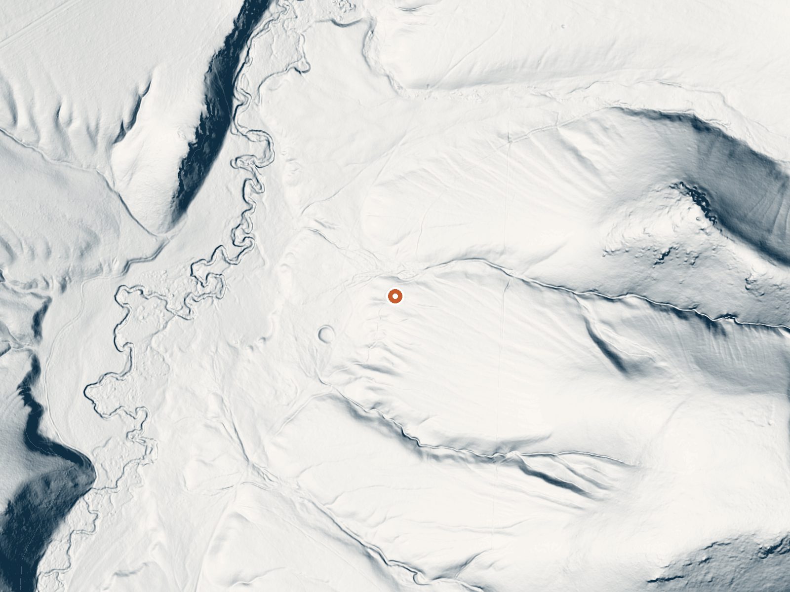 LiDAR bare-earth view of the same ground around Marsh Creek Hot Spring